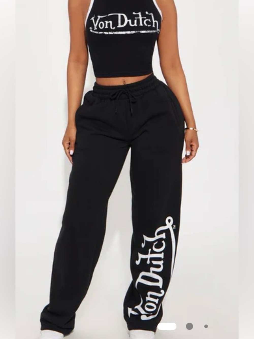 Von Dutch women' s Black Logo Sweatpants